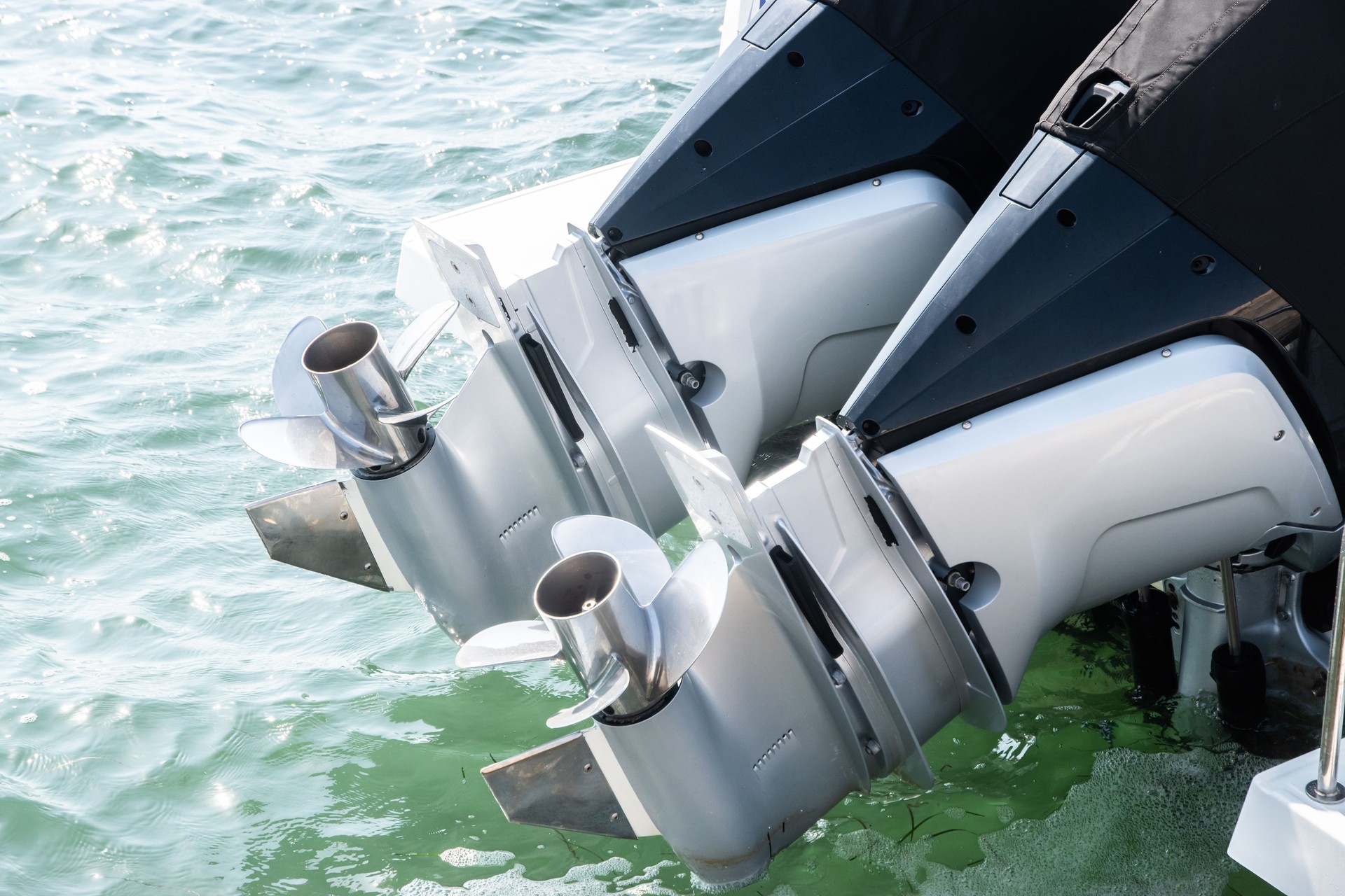 Outboard engine propeller closeup